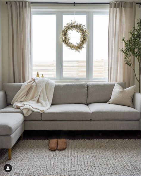 Sofa, rug, curtains Beige Couch Curtain Ideas, Short Lounge Curtains, Beige Curtains Grey Sofa, Corner Sofa Across Bay Window, John Lewis Cosy Sofa, Sofa Rug, Beige Couch, Beige Curtains, Grey Sofa