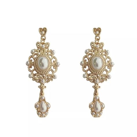 Vintage Golden Pearl Drop Earrings Vintage Palace, Vintage Wedding Jewelry, Golden Pearl, Earring Trends, Baroque Pearl Earrings, Hanging Earrings, Vintage Pearls, Earring Sale, Pearl Stud Earrings