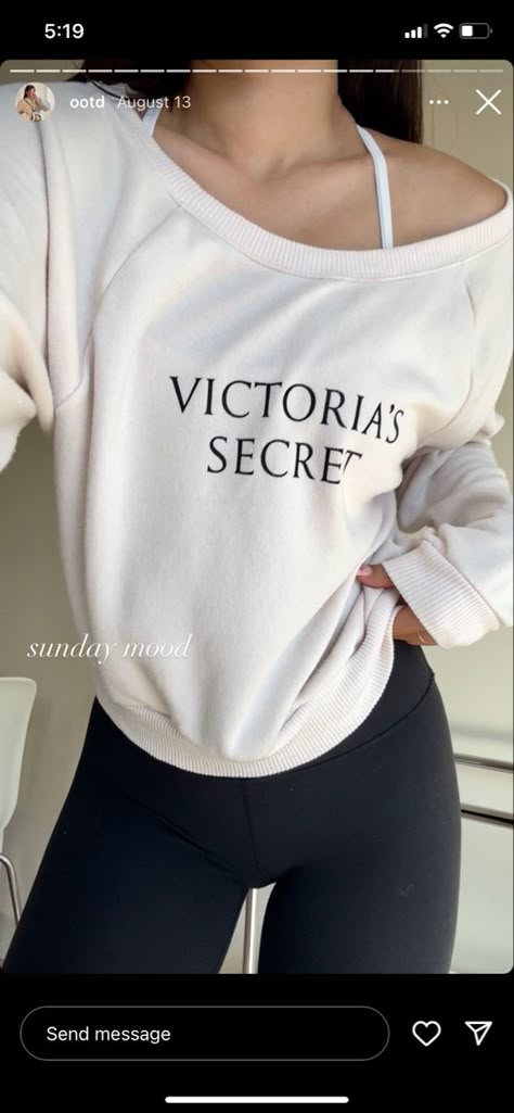 NOT MY PICTURE creds to olafflee on insta 💕 Victoria Secret Casual Outfits, Victoria's Secret Outfits, Victoria Secret Sweater Outfit, Victoria Secret Outfits Casual, 2014 Fashion Aesthetic, Leggings Fit For School, Victorias Secret Pjs Aesthetic, Victoria Secret Sweater, Victoria's Secret Long Sleeve Hoodie For Fall