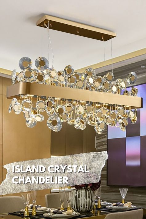 Kitchen Island Hanging Lights, Bar Chandelier, Lighting Fixtures Kitchen Island, Elegant Floor Lamps, Island Light Fixtures, Rectangular Chandelier, Island Chandelier, Kitchen Island Chandelier, Lustre Design