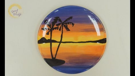 Crock A Doodle Pottery Painting Technique Ocean Sunset #diypottery #diy #pottery #plates Crock A Doodle, Amazing Pottery, Clay Cafe, Painting Journal, Paint Pottery, Fruit Nail, Canvas Inspiration, Painting Glass Jars, Painting Pottery