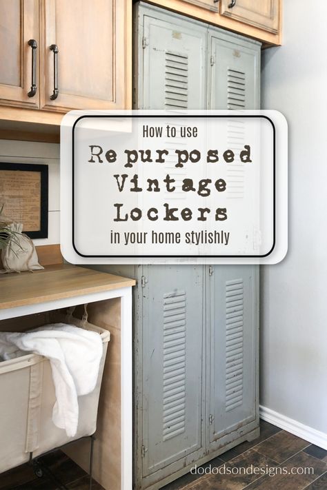 how to use repurposed vintage lockers in your home Industrial Lockers, New Mobile Homes, Small Laundry Room Makeover, Home Lockers, Vintage Lockers, Room Storage Diy, Barn Renovation, Diy Entryway, Metal Lockers