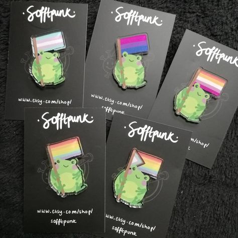 Frog Pride Pins and StickersSofftpunk on Etsy - frog,pride,lgbtq+,pins,stickers,etsy Different Pride Flags, Lgbtq Pins, Pride Pins, Lgbt Sticker, Frog Pin, Frog Pins, Acrylic Pins, Stickers Etsy, Cute Frogs