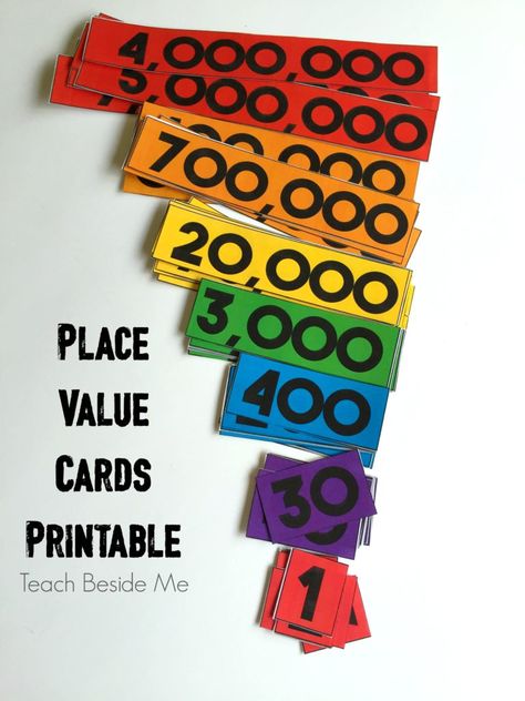 FREE Place Value Cards                                                       …                                                                                                                                                                                 More Place Value Cards, Teaching Place Values, Place Value Worksheets, Math Place Value, Math Number Sense, Math Intervention, Math Workshop, Homeschool Math, Math Numbers