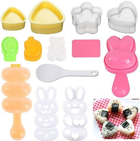 Amazon.com | 10Pcs Rice Ball Molds, Cartoon Cute Onigiri Mold DIY Sushi Molds, Rice Ball Mould Shaker Sushi Maker Tool, Animal Rice Decorating Mold, Triangle Rice Mold, Sushi Rice Molds for Kids Bento Onigiri Tool: Sushi Plates Sushi Accessories, Onigiri Mold, Bento Onigiri, Cute Onigiri, Diy Lunch, Rice Mold, Sushi Plates, Kids Bento, Diy Sushi