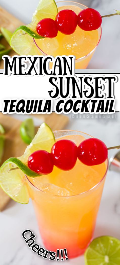 Best Tequila Drinks, Mexican Sunset, Tequila Drinks Recipes, Mexican Cocktails, Coctails Recipes, Tequila Cocktail, Best Tequila, Mexican Drinks, Beach Cocktails