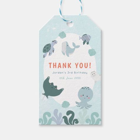 Under The Sea Watercolor, Ocean Theme Birthday, Sea Watercolor, Birthday Souvenir, Manta Ray, Ocean Themes, Birthday Thank You, Ocean Animals, Party Items