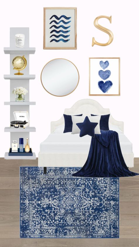 Stockholm, Navy Blue, Bedroom, Navy, Blue, White