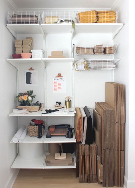 Office Organization At Work, Closet Office, Work Space Organization, Closet Organization Diy, Small Closet, Work Organization, Home Office Organization, Cheap Decor, Organization Bedroom