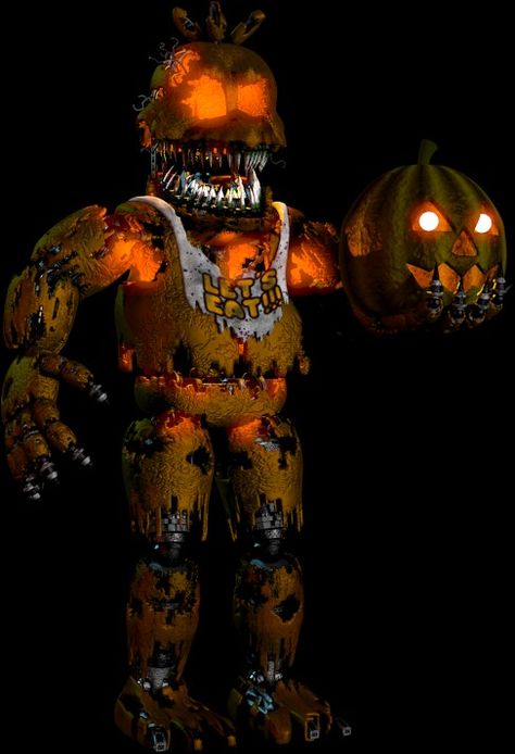 Jack o' Chica Jack O Chica Fnaf, Nightmare Fnaf, Nightmare Chica, Fnaf Animatronics, Fnaf 4, Alice Angel, Minecraft Buildings, Fnaf Characters, Fnaf Art