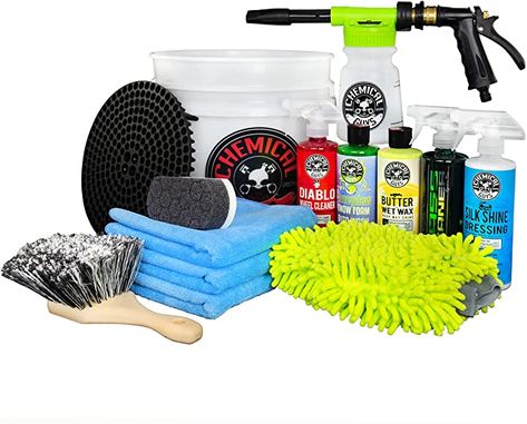 Amazon.com: Chemical Guys HOL126 14-Piece Arsenal Builder Car Wash Kit with Foam Gun, Bucket and (5) 16 oz Car Care Cleaning Chemicals (Works w/Garden Hose) : Automotive Car Care Kit, Car Cleaning Kit, Car Wash Business, Car Wash Soap, Car Wheels Diy, Wheel Craft, Chemical Guys, Car Wheels Rims, Clean Your Car