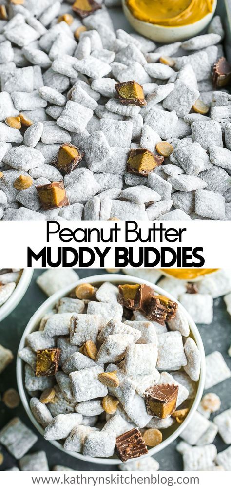 Peanut Butter Muddy Buddies, Fun Rice Krispie Treats, Muddy Buddies Recipe, Muddy Buddies, Homemade Toffee, Star Food, Peanut Butter Lovers, Delicious Snacks Recipes, Peanut Butter Chips