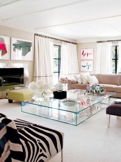 bad Chairs In Living Room, Modern Glam Bedroom, Glass Table Living Room, Modern Glam Decor, Zebra Chair, Modern Glam Living Room, Bedroom Contemporary, Glam Bedroom, Glam Living Room