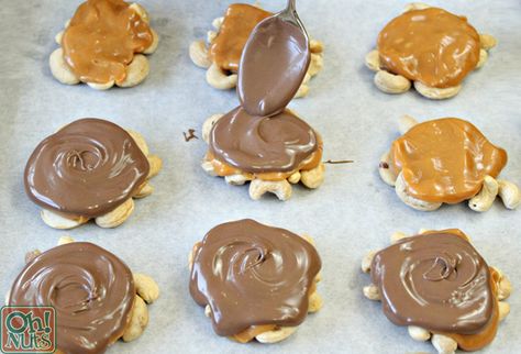 Zebra Cashew Clusters, Homemade Caramel For Turtles, Caramel Turtle Candy, Cashew Turtle Clusters, Turtles Candy With Kraft Caramels, Chocolate Turtles, Sweets Gift, Chocolate Wafers, Snack Treat