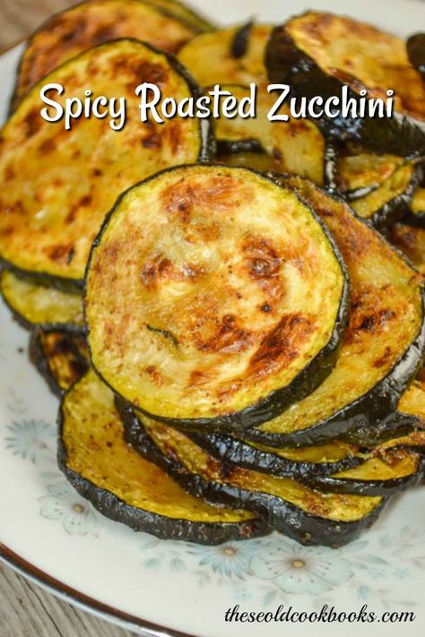 Spicy Roasted Zucchini is a great side dish for a quick weeknight dinner. Olive Recipe, Roasted Zucchini Recipes, Spicy Zucchini, Oven Roasted Zucchini, Taco Side Dishes, Zucchini Recipes Baked, Zucchini Side Dishes, Recipes Spicy, Recipes Zucchini