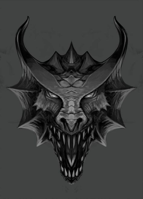 Concept sketch Dragon's head sketch 03 Dragon Head Front View, Head Front View, Head Sketch, Dragon Head, Front View, Sketch, Deviantart, Black