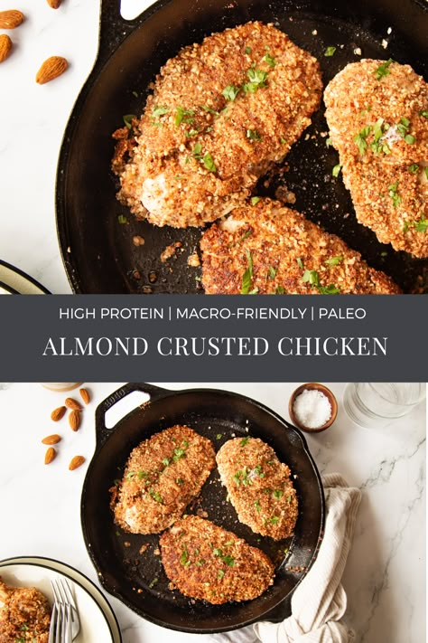 High Protein Chicken Recipes, Almond Crusted Chicken, Crusted Chicken Recipes, Almond Chicken, Chicken Ideas, Low Carb Recipe, High Protein Low Carb Recipes, Almond Crusted, Chicken Entrees