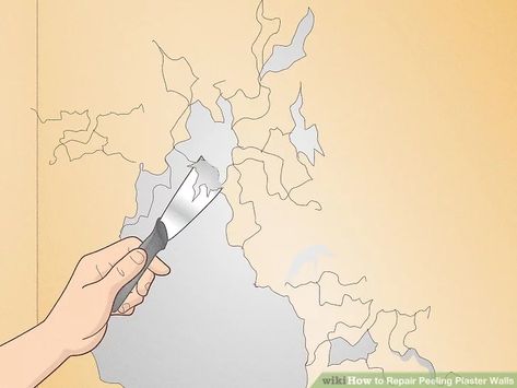 6 Ways to Repair Peeling Plaster Walls - wikiHow Sanding Plaster Walls, Fix Plaster Walls, Plaster Ceiling Repair, Repairing Plaster Walls, Painting Plaster Walls, Veneer Plaster, Ceiling Repair, Stucco Ceiling, Peeling Wallpaper