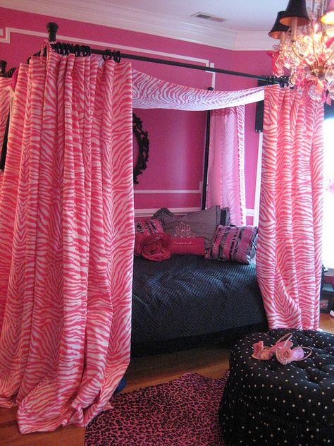 2000s Room, 2000s Trashy, Toddler Bedroom, Canopy Bed, Pink Room, Pink Zebra, Bedroom Designs, Teen Room