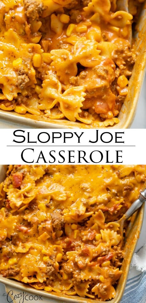 Crockpot Meals For Back To School, Easy Weekday Casseroles, Sloppy Joe Dinner Ideas, Sloppy Joe Enchiladas, Easy Recipes To Freeze, Sloppy Joe Meal Ideas, Manwich Pasta Recipe, Sloppy Joe Pasta Recipe, Dump And Bake Healthy Recipes