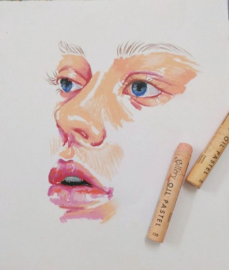 Oil Pastel Skin Tones, Portrait With Oil Pastel, Oil Pastel Art Face, Oil Pastel Face Portraits, Oil Pastel Paintings Ideas, Oil Pastel Art Portrait, Oil Pastel Art Ideas Inspiration, Oil Pastel Ideas, Pastel Oil Drawing