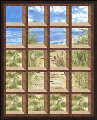 Quilt Inspiration: Free Pattern Day: Attic Windows Quilts Attic Window Quilts, Attic Windows, Optical Illusion Quilts, Window Quilt, Panel Quilt Patterns, Beach Quilt, Attic Window, Fabric Panel Quilts, 3d Quilts