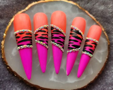 Custom Order - Etsy Ongles Bling Bling, Deco Nails, Nails Neon, Alcohol Pads, Orange Tiger, Art Deco Nails, Hot Pink Nails, Print Nails, Nail Oil