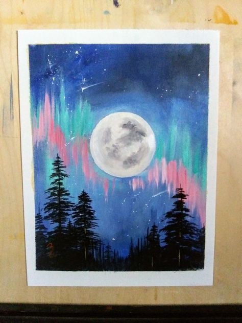 Painting For A Friend, Moon Acrylic Painting, Moon Acrylic, Paint Easy, Friend Gifts, Diy Canvas Art, Diy Canvas, Craft Inspiration, Friend Birthday