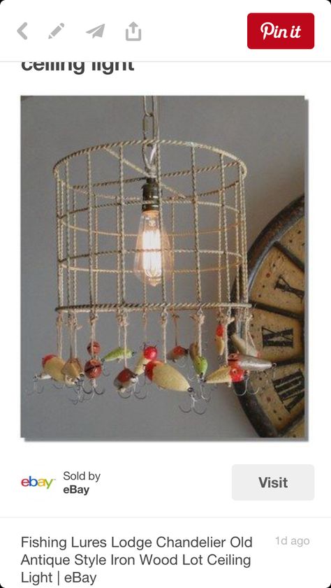 . Lodge Chandelier, Bedroom Chandeliers, Fishing Shack, Fishing Cabin, Fishing Room, Lighting Bedroom, Fish Crafts, Lake Living, Lake Cottage