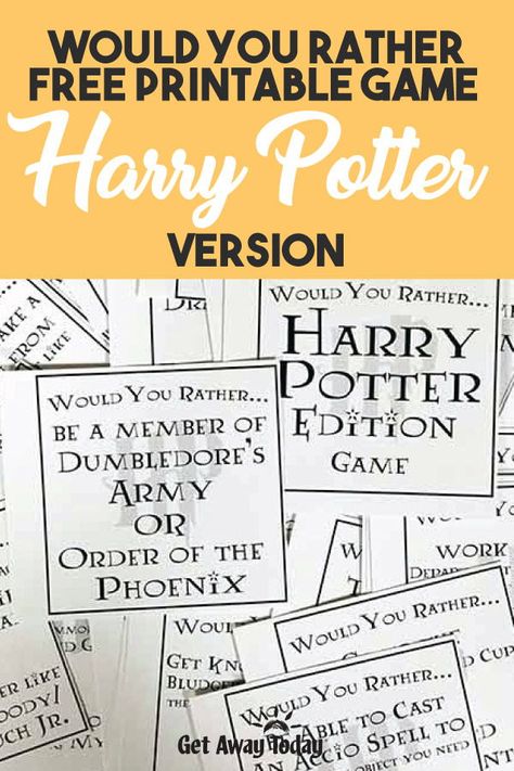 Harry Potter Would You Rather, Harry Potter Events, Harry Potter Ticket, Harry Potter Party Games, Harry Potter Letter, Party Tricks, Harry Potter Printables Free, Harry Potter Theme Birthday, Would You Rather Game