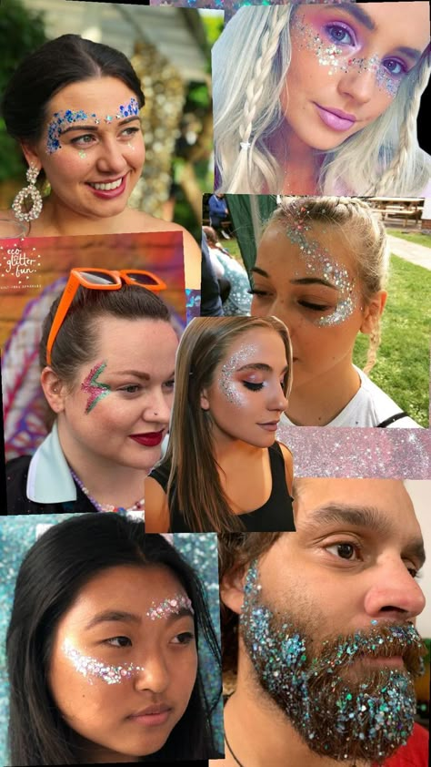 Glitter Bar Ideas, Stand Glitter, Festival Face Paint, Glitter Ideas, Festival Makeup Glitter, Glitter Bar, Festival Face, Makeup Glitter, Beauty Corner