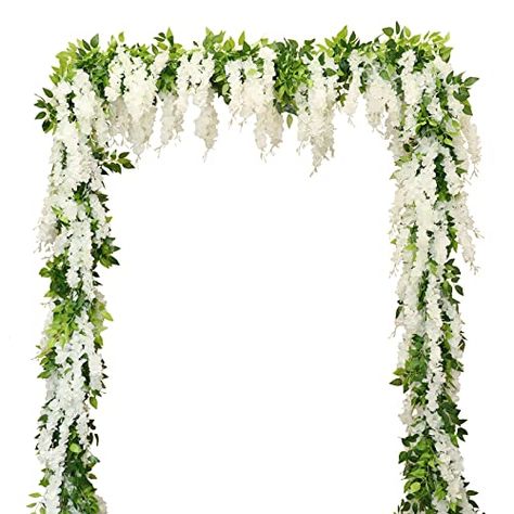 Fake Wisteria, Wedding Arch Floral, Wisteria Vine, Flowers Garland, Flower Pedals, Purple Wisteria, Garden Ceremony, White Wisteria, House Outdoor