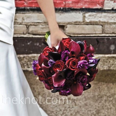 ... Red And Purple Bouquet, Black Baccara Roses, Maroon Wedding, Purple Bouquet, Book Flowers, Dress Idea, Purple Themes, Saint Paul Mn, Purple Dark