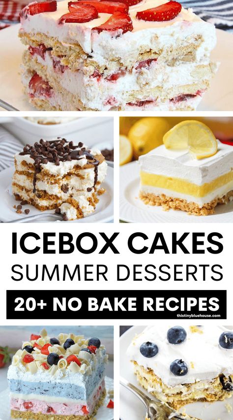 These old fashion no bake summer desserts are perfect for feeding a crowd at summer BBQs, 4th of July parties, picnics, birthday parties and so much more. Summer Birthday Desserts, Vintage Desserts, No Bake Recipes, Pan Desserts, Icebox Cakes, Box Cake Recipes, Icebox Desserts, Picnic Desserts, No Bake Summer Desserts