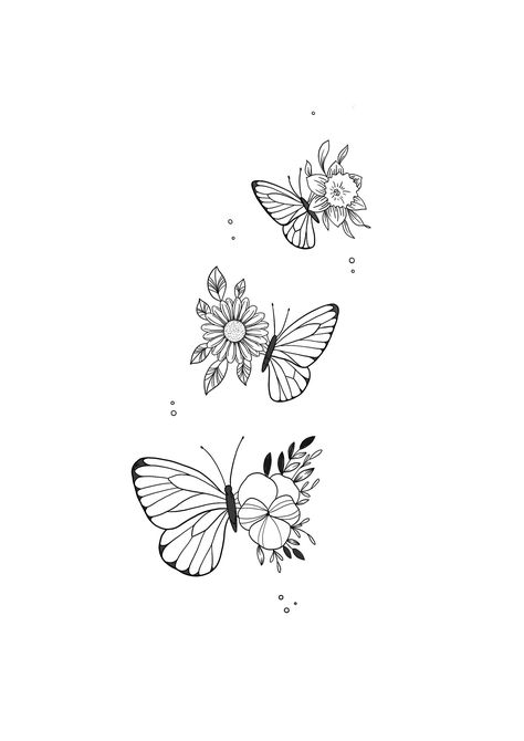 Medium Size Tattoos, Butterfly Tattoo Design, Kids Tattoo, Butterfly Bouquet, August Birth Flower, Taurus Tattoos, Family Flowers, Design Butterfly, Birth Flower Tattoos