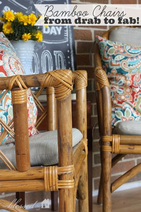 Bamboo Chair Makeover, Bamboo Furniture Makeover, Vintage Bamboo Chairs, Bamboo Furniture Diy, Bamboo Chairs, Bamboo Sofa, Beautiful Flooring, Painted Bamboo, Cane Furniture