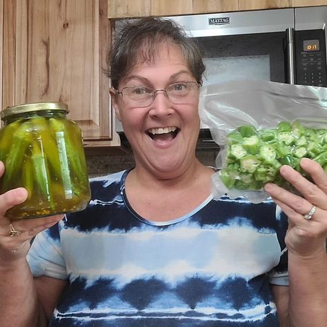 Pickling and Freezing Okra Pickling Okra, Pickle Okra, Zucchini Pickles, Canning And Preserving, Ball Blue Book, Fried Okra, Pickled Okra, Come Along With Me, Preserve Food