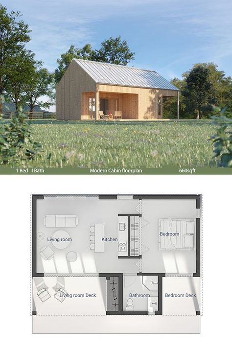 Modern Cabin Floorplan, Cabin Floorplan, Dog Trot House Plans, Cabin Plan, House Plans Ideas, Tiny House Layout, Prefab Cabins, Free House Plans, Cabin Floor Plans