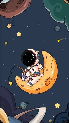 Planet Wallpaper, Astronaut Drawing, Astronaut Illustration, Astronaut Cartoon, الفن الرقمي, Wal Art, Astronaut Wallpaper, Astronaut Art, Space Wallpaper