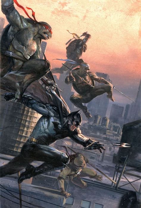 Gabriele Dell’Otto’s beautiful artwork. Batman Tmnt, Dell Otto, Batman Ninja, Teenage Mutant Ninja Turtles Artwork, Univers Dc, Ninja Turtles Artwork, Teenage Mutant Ninja Turtles Art, Tmnt Art, Arte Dc Comics