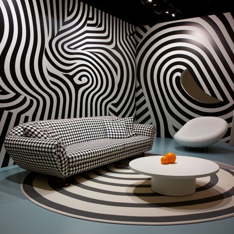 Op Art: Using optical illusions and geometric patterns to create visually engaging and dynamic art. Optical Illusion Interior Design, Illusion Room, 2d Sketch, Dynamic Art, Art Interior Design, Art Interior, Elements Of Design, Interior Design Art, House Interior Decor