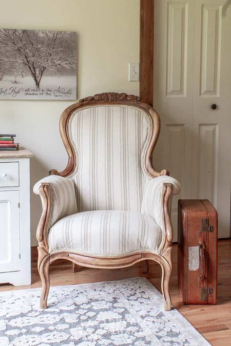 Arm Chair Upholstery Ideas, Victorian Chair Makeover, Antique Chairs Reupholstered, Bergere Chair Makeover, French Chairs Upholstery, Antique Chair Styles, Upholstery Techniques, Reupholster Chair Dining, Victorian Sofa