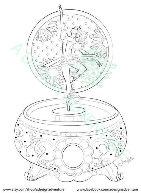 Box Tattoo Design, Music Box Illustration, Music Box Tattoo, Aurora Ballet, Anastacia Disney, Box Tattoo, Ballerina Coloring Pages, Ballerina Princess, Ballerina Drawing