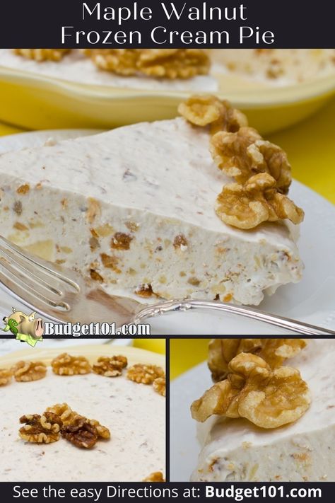 Maple Cream Pie Recipe, Maple Walnut Ice Cream, Maple Ice Cream, Easy Ice Cream Recipe Homemade, Cream Cheese Whipped Cream, Freeze Cream, Walnut Cream, Dirt Cheap Meals, Walnut Pie