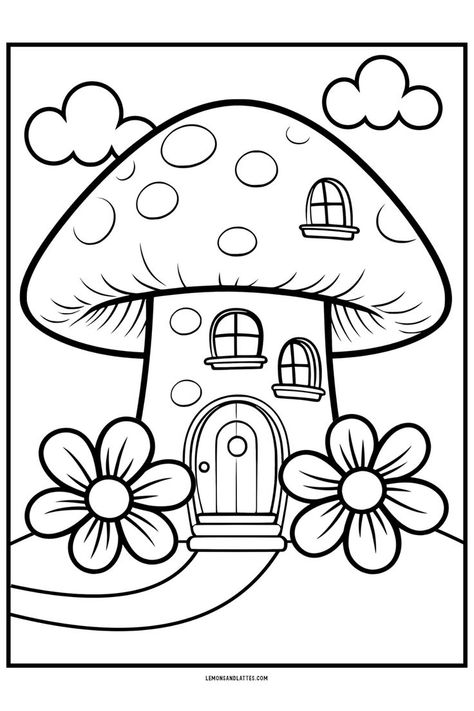 Cupcake Coloring Pages, Bahasa Jepun, Free Kids Coloring Pages, Seni Pastel, House Colouring Pages, Spring Coloring Pages, صفحات التلوين, Dinosaur Coloring Pages, Mushroom House