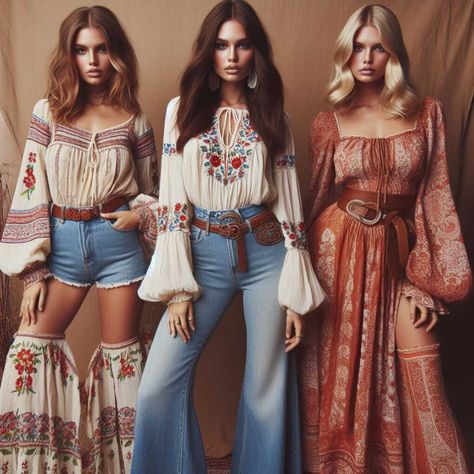 Groove into Retro Charm: 31 Bodacious 70s Fashion Women Outfit Ideas » Styling Outfits Groovy Style Fashion, 1970s Woman Fashion, 70s Halloween Aesthetic, 70s Cowgirl Aesthetic, Summer Hippie Outfits 70s, 70s Country Fashion, Hippie Style 70s Flower Power, 70s Festival Outfit, 70s Fashion Women Outfit Ideas