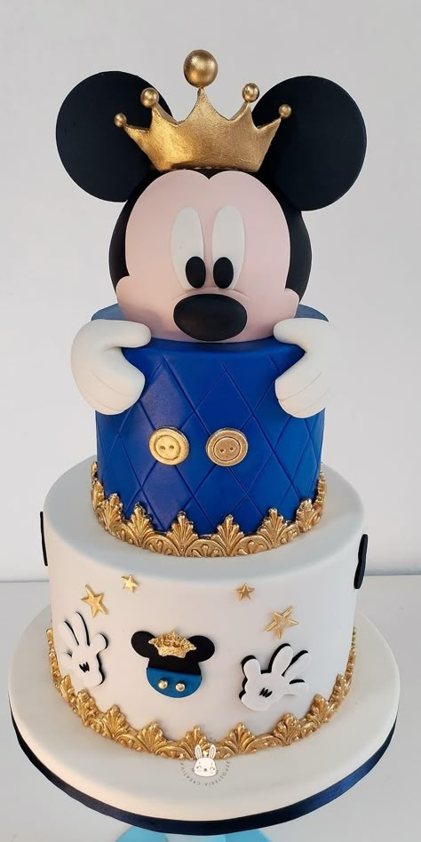 Mickey Rey, Fiesta Mickey Mouse, Mickey Mouse Baby Shower, Dad Birthday Cakes, Baby First Birthday Cake, Prince Party, Elegant Birthday Cakes, Mickey Party, Baby Mouse