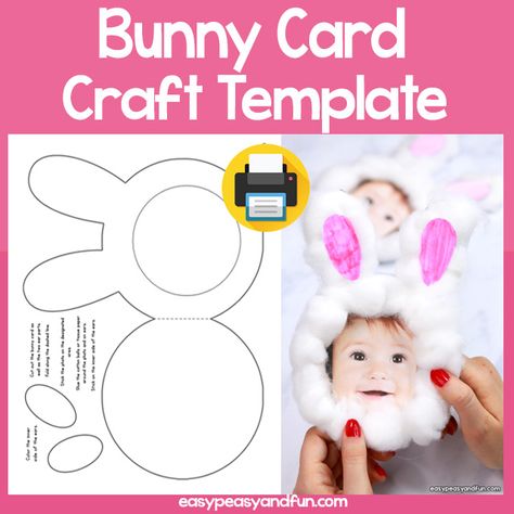 Cotton Ball Bunny Craft - DIY Easter Card - Easy Peasy and Fun Bunny Toddler Craft, Cotton Ball Bunny Craft, Easter Cards Preschool, Easter Craft For Toddlers, Easter Bunny Crafts Preschool, Bunny Crafts For Preschoolers, Easter Toddler Crafts, Toddler Easter Crafts, Easter Cards For Kids