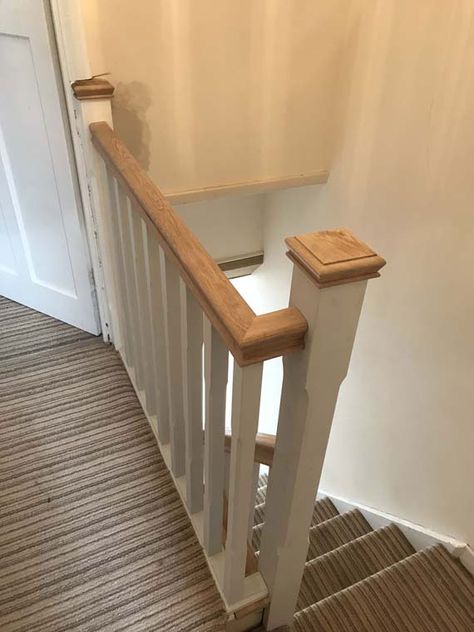 Wooden Bannister Ideas, Wooden Bannister, Oak Bannister, Bannister Ideas, Stair Bannister, Stairs Landing, Loft Stairs, Tudor House, Uk Images