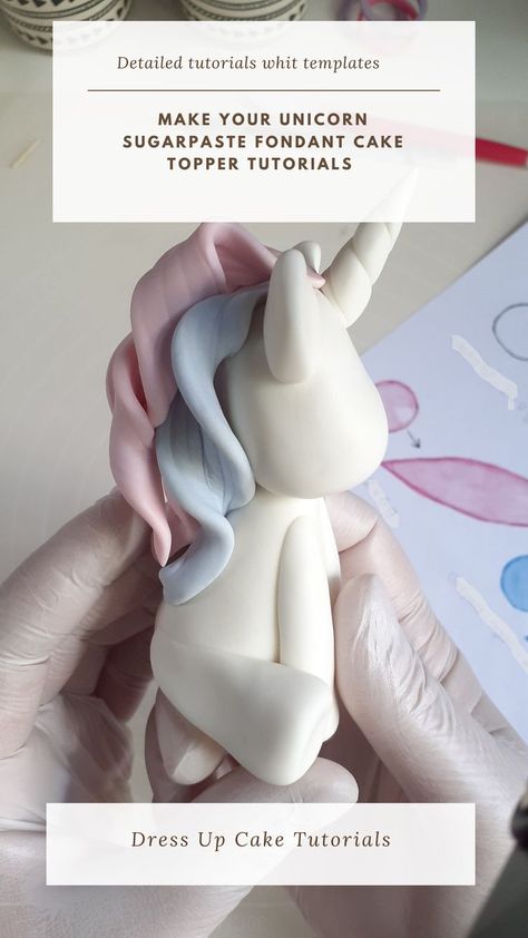 Unicorn Fondant Tutorial, Unicorn Party Cake, Fondant Unicorn Cake Toppers, Fondant Unicorn, Cake For Kids, Fondant Ideas, Fondant Cake Designs, Clay Fairy, Polymer Clay Fairy